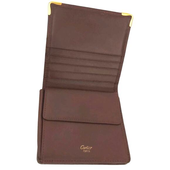 Must de Cartier Bordeaux Leather Bifold Wallet, 3.9"x3.9" - Picture 5 of 9
